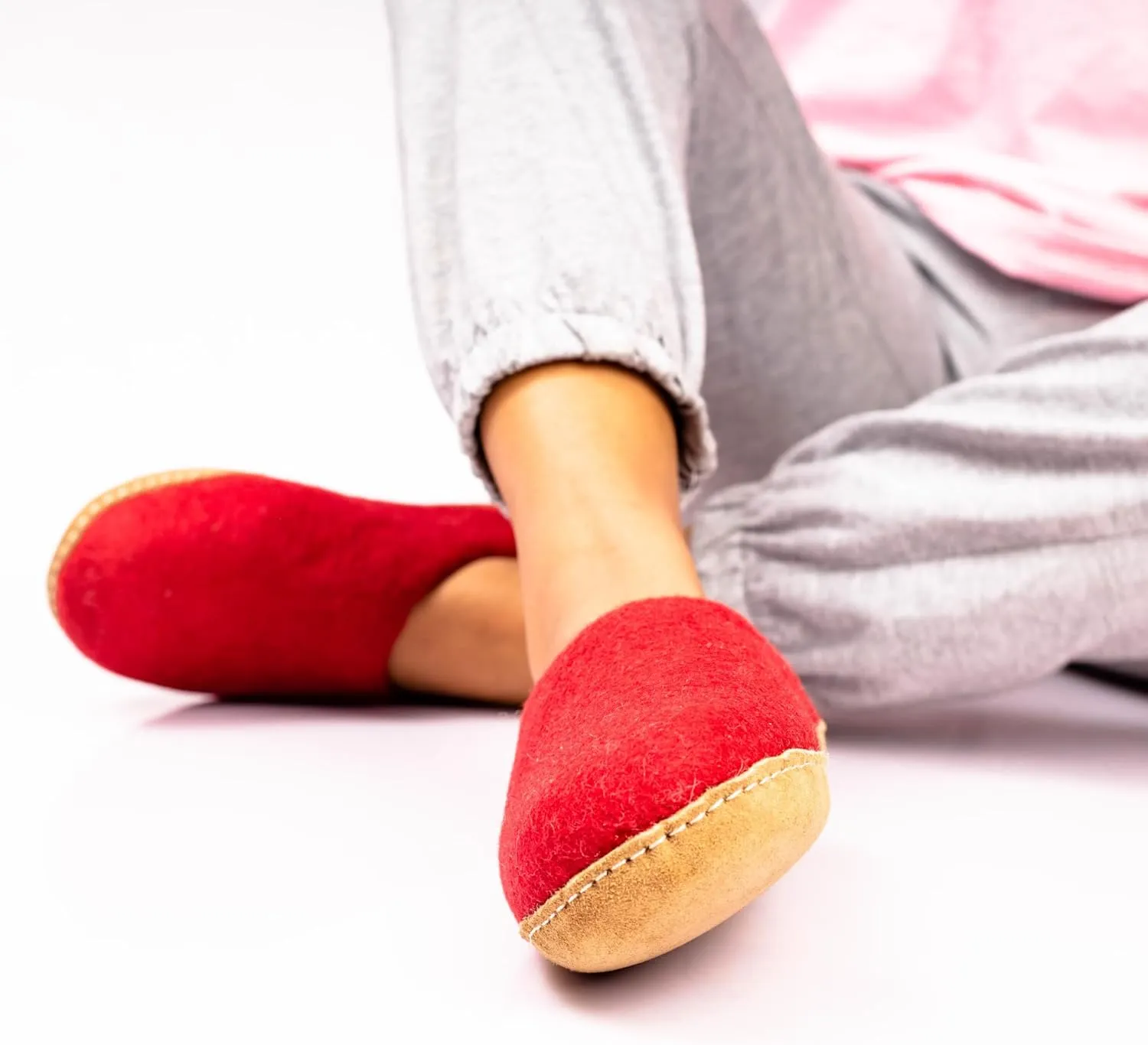 Wool Indoor Slippers - Natural Organic Wool, Genuine Leather Sole, Handmade in Nepal - Cozy, Warm, Soft, Unisex Non-Slip House Shoes for Men & Women - Perfect for Winter Comfort