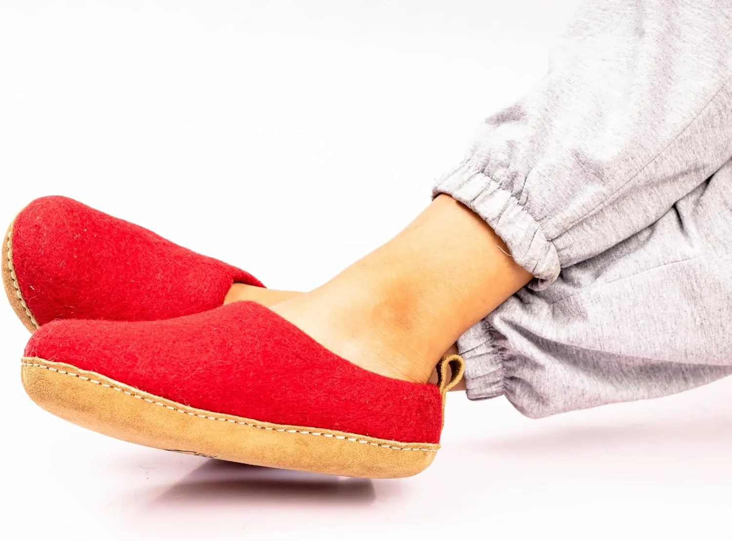 Wool Indoor Slippers - Natural Organic Wool, Genuine Leather Sole, Handmade in Nepal - Cozy, Warm, Soft, Unisex Non-Slip House Shoes for Men & Women - Perfect for Winter Comfort