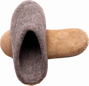 Wool Indoor Slippers - Natural Organic Wool, Genuine Leather Sole, Handmade in Nepal - Cozy, Warm, Soft, Unisex Non-Slip House Shoes for Men & Women - Perfect for Winter Comfort