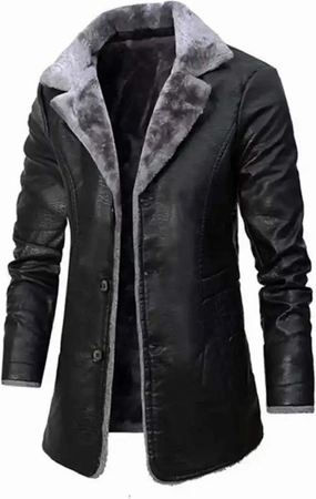 Worlem Long Sheepskin Coats Mens - Real Leather Warm Faux Shearling Duffle Coats for Extreme and Harsh Winters