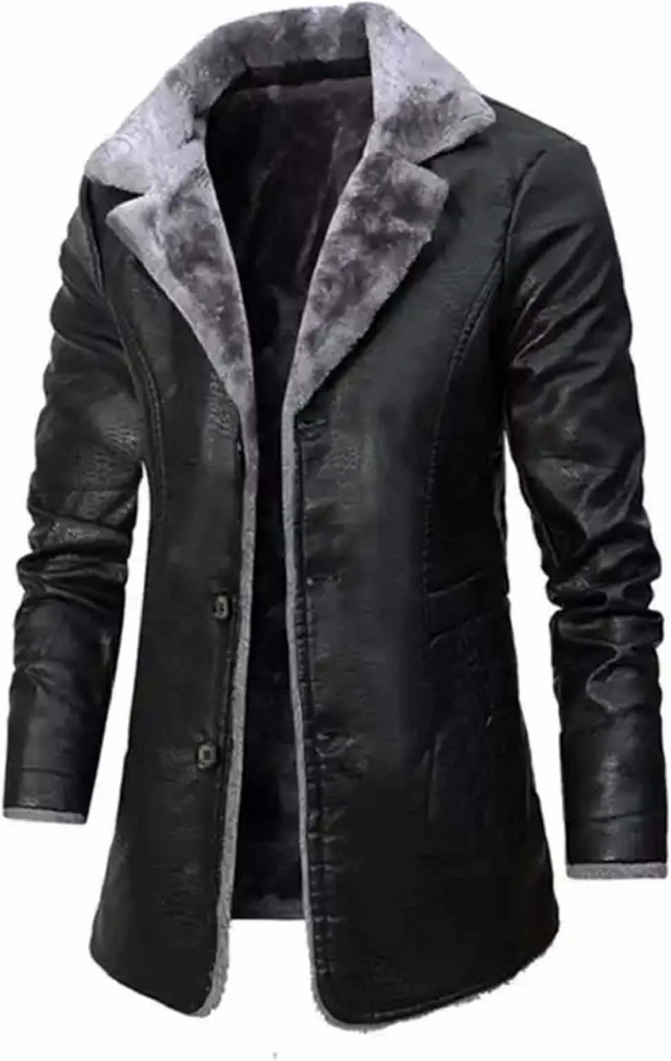 Worlem Long Sheepskin Coats Mens - Real Leather Warm Faux Shearling Duffle Coats for Extreme and Harsh Winters