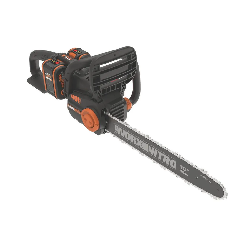 Worx WG385E 40V 2 x 4.0Ah Lithium PowerShare Brushless Cordless 40cm Chainsaw