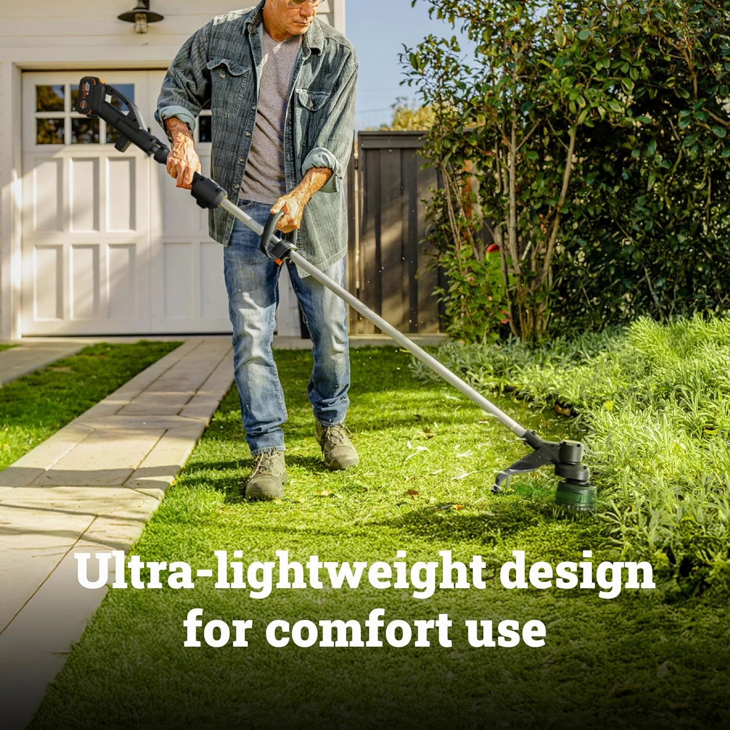 WORX Cordless String Trimmer, 20V 13''-15'' Weed Wracker with Brushless Motor 2.0, 21 cc Gas Equivalent, Quick-Line Reloading, Includes 20V 5.0 Ah PowerShare Pro Battery and Charger, PowerShare