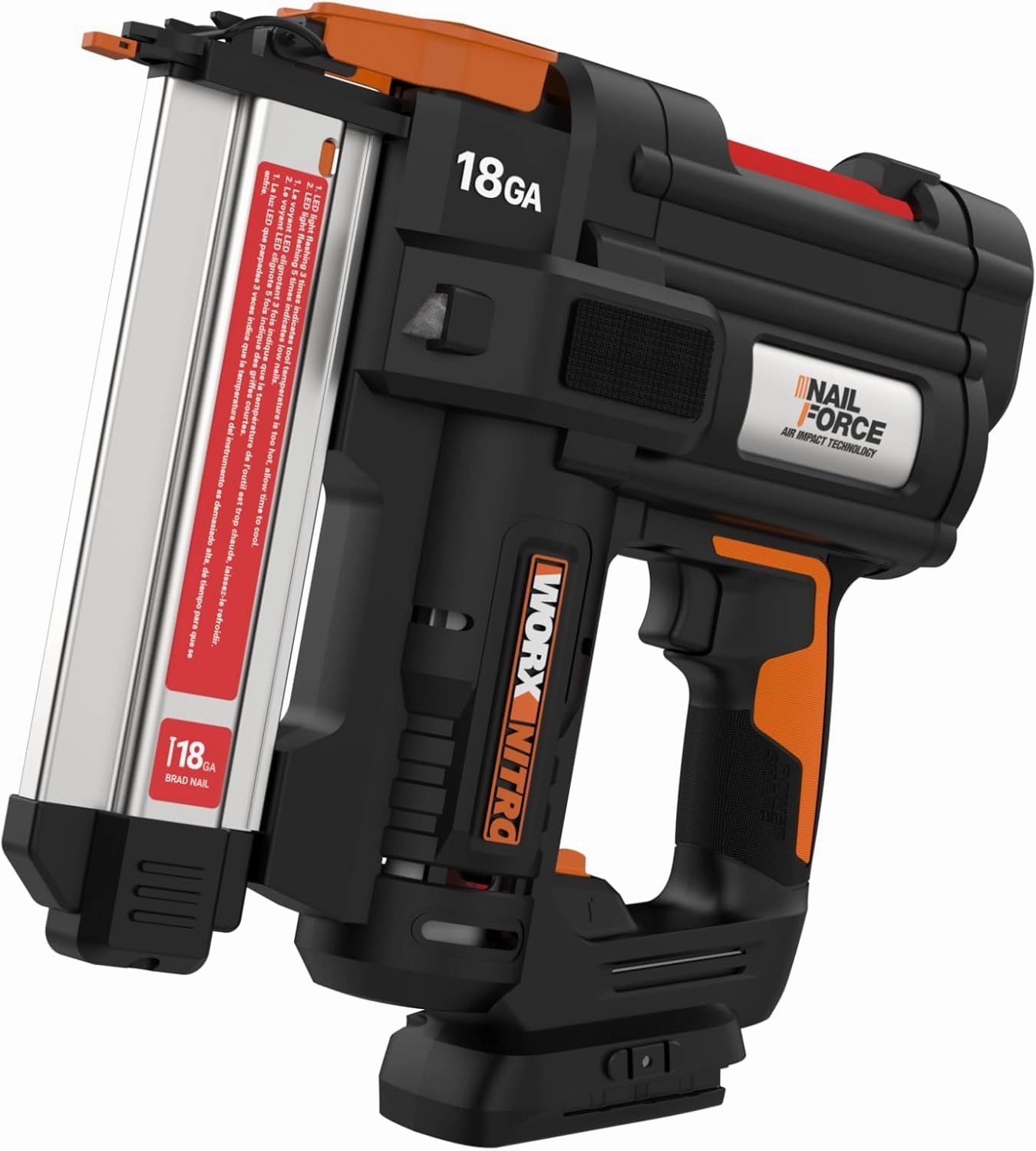 Worx Nitro 20V 18GA Brad Nailer Cordless Fires 80 Nails Per Minute, Cordless Nail Gun Anti-Ejection, Nail Gun Battery Powered Tool-Free Jam Release WX842L.9 Power Share – Tool only