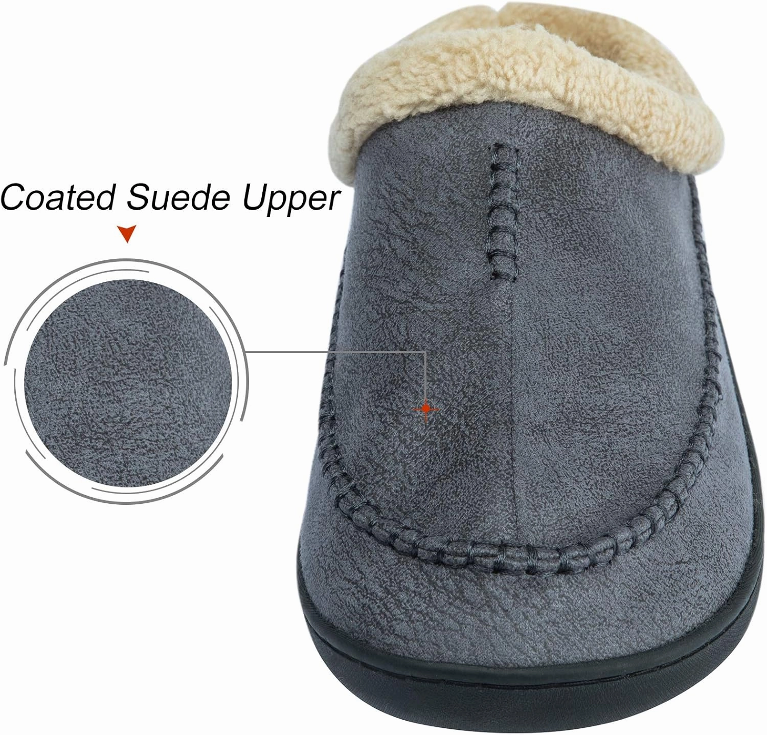 WOTTE Men's Moccasin Slippers Microsuede Fleece Fuzzy Lined Memory Foam House Shoes for Indoor Outdoor