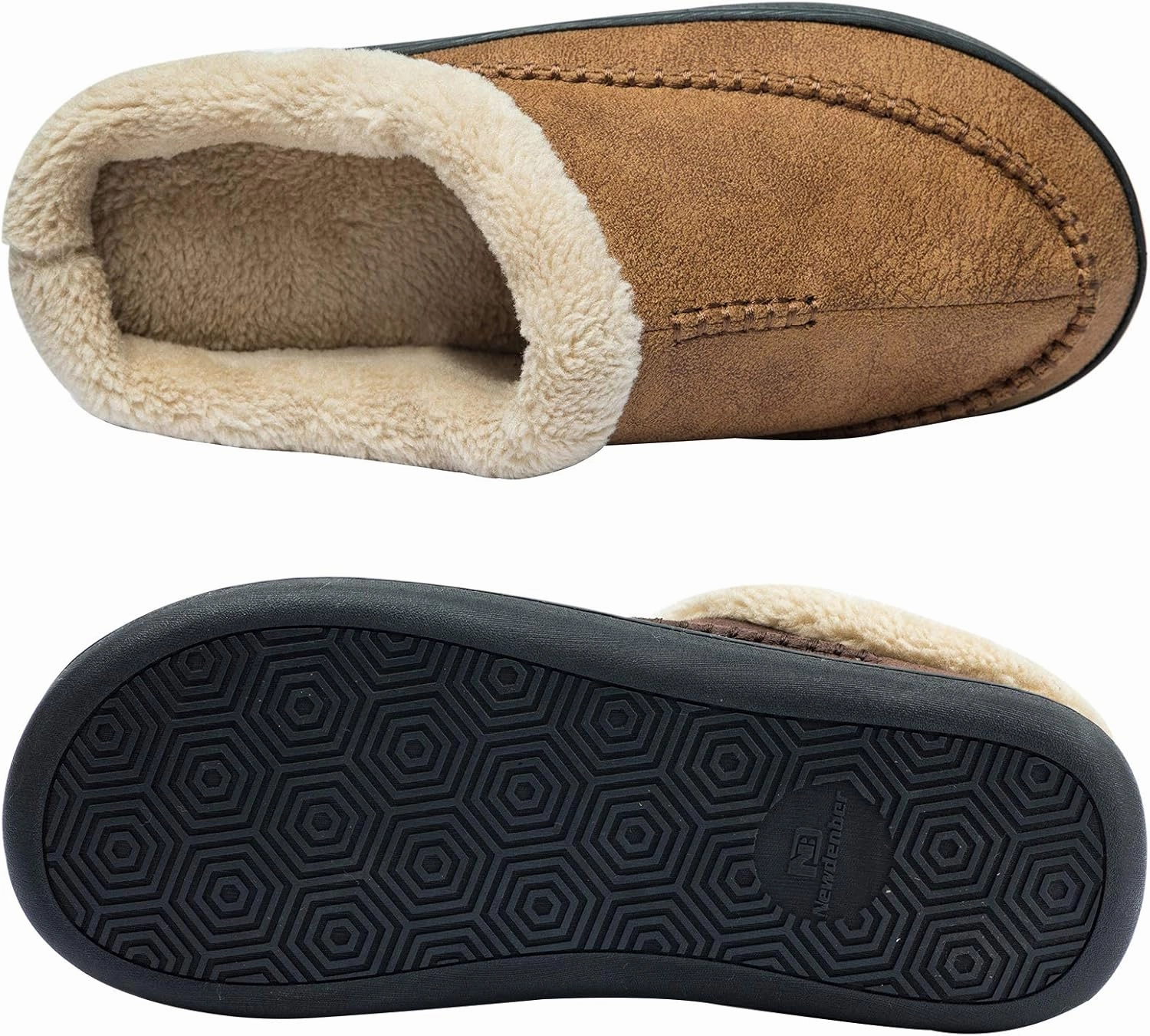 WOTTE Men's Moccasin Slippers Microsuede Fleece Fuzzy Lined Memory Foam House Shoes for Indoor Outdoor