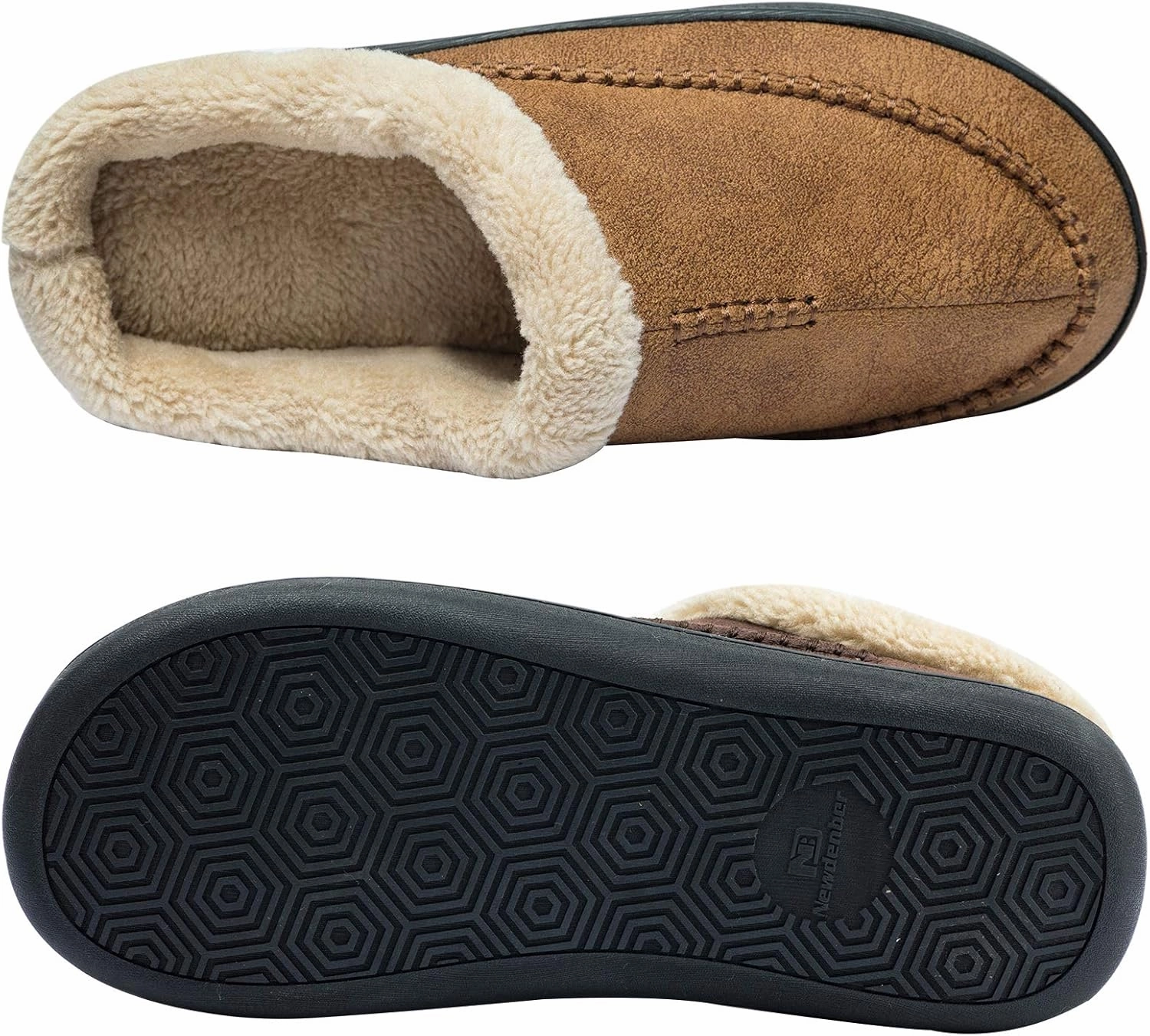 WOTTE Men's Moccasin Slippers Microsuede Fleece Fuzzy Lined Memory Foam House Shoes for Indoor Outdoor