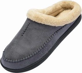 WOTTE Men's Moccasin Slippers Microsuede Fleece Fuzzy Lined Memory Foam House Shoes for Indoor Outdoor
