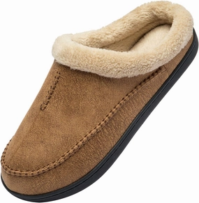 WOTTE Men's Moccasin Slippers Microsuede Fleece Fuzzy Lined Memory Foam House Shoes for Indoor Outdoor
