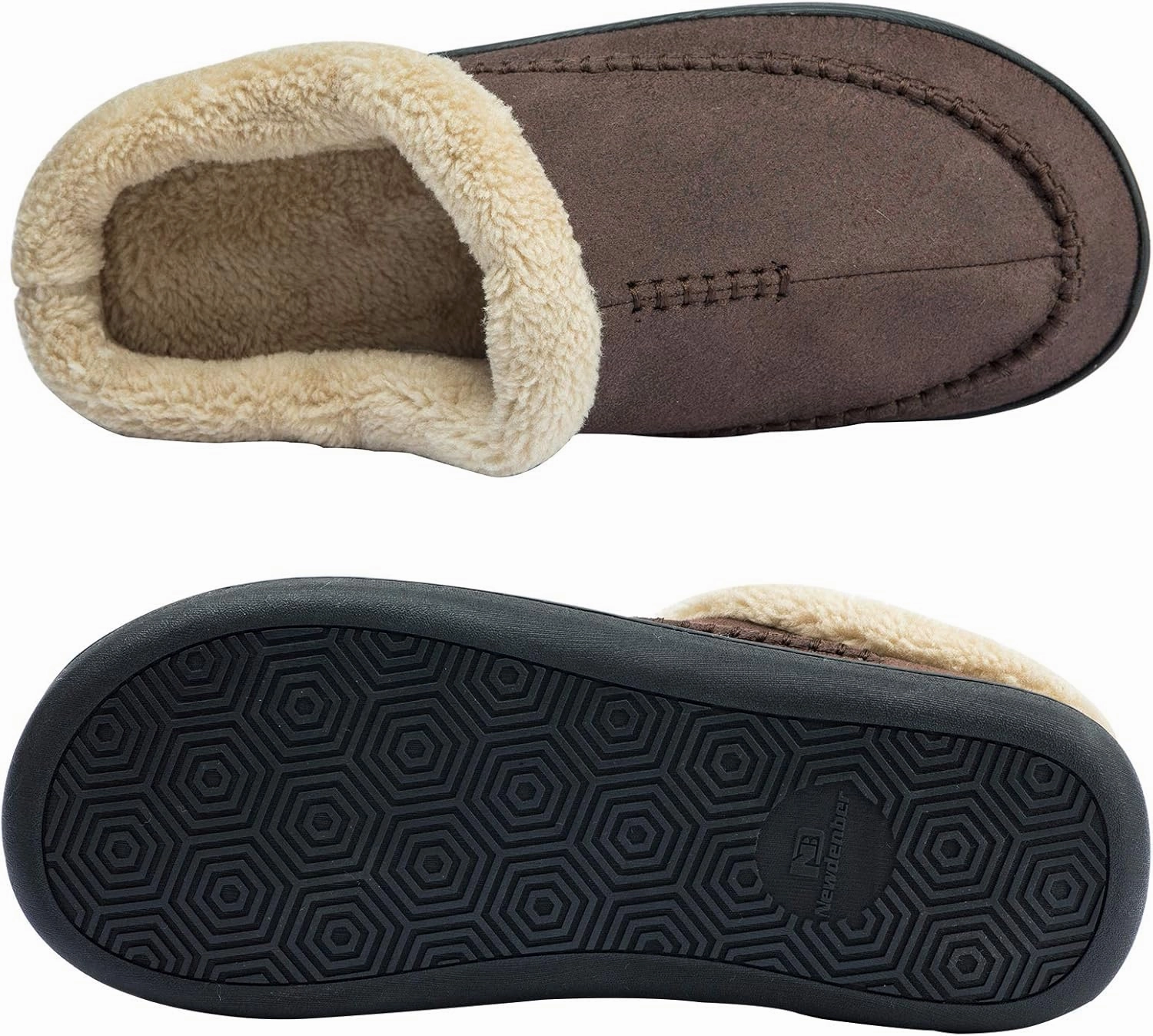 WOTTE Men's Moccasin Slippers Microsuede Fleece Fuzzy Lined Memory Foam House Shoes for Indoor Outdoor