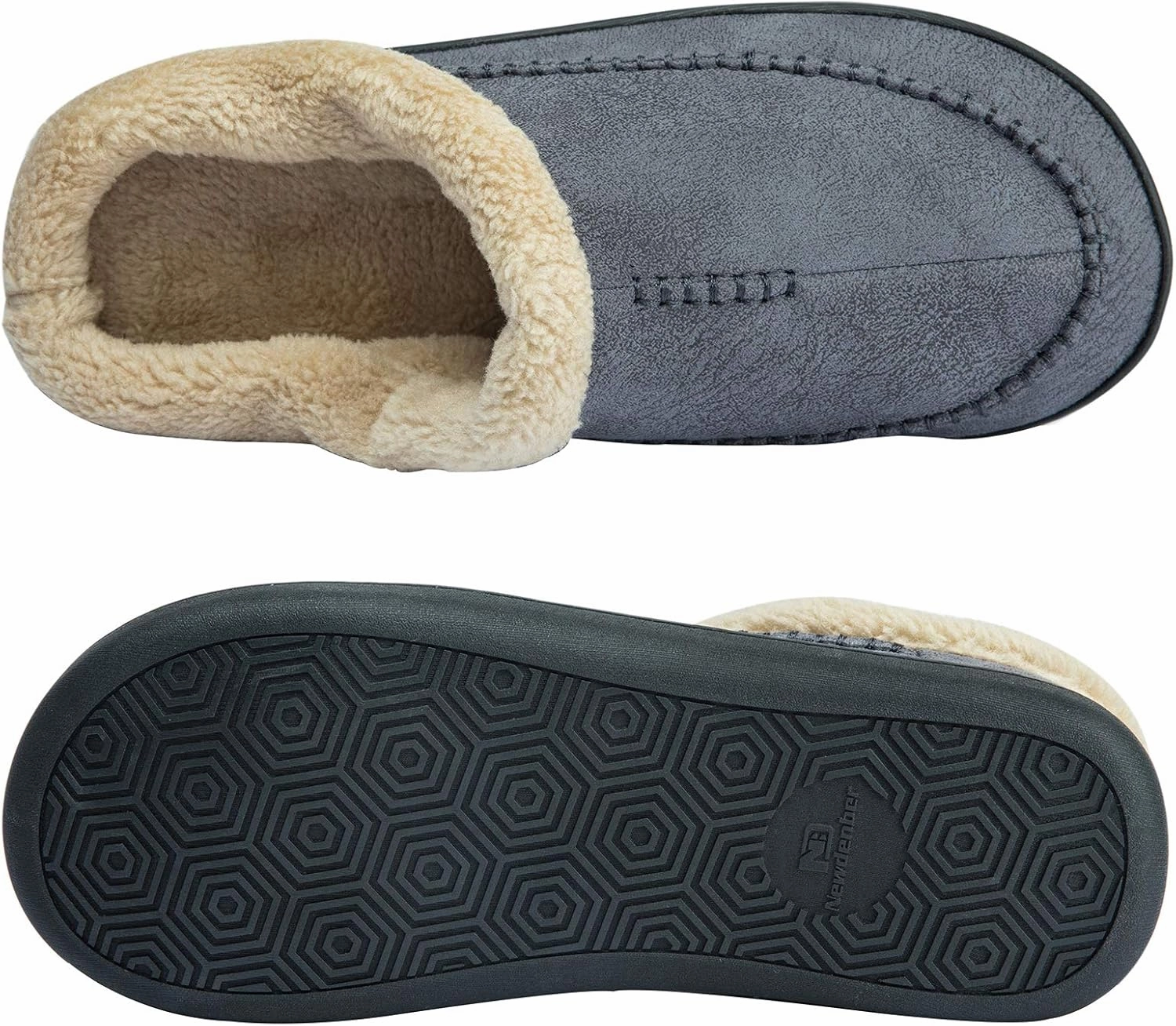 WOTTE Men's Moccasin Slippers Microsuede Fleece Fuzzy Lined Memory Foam House Shoes for Indoor Outdoor