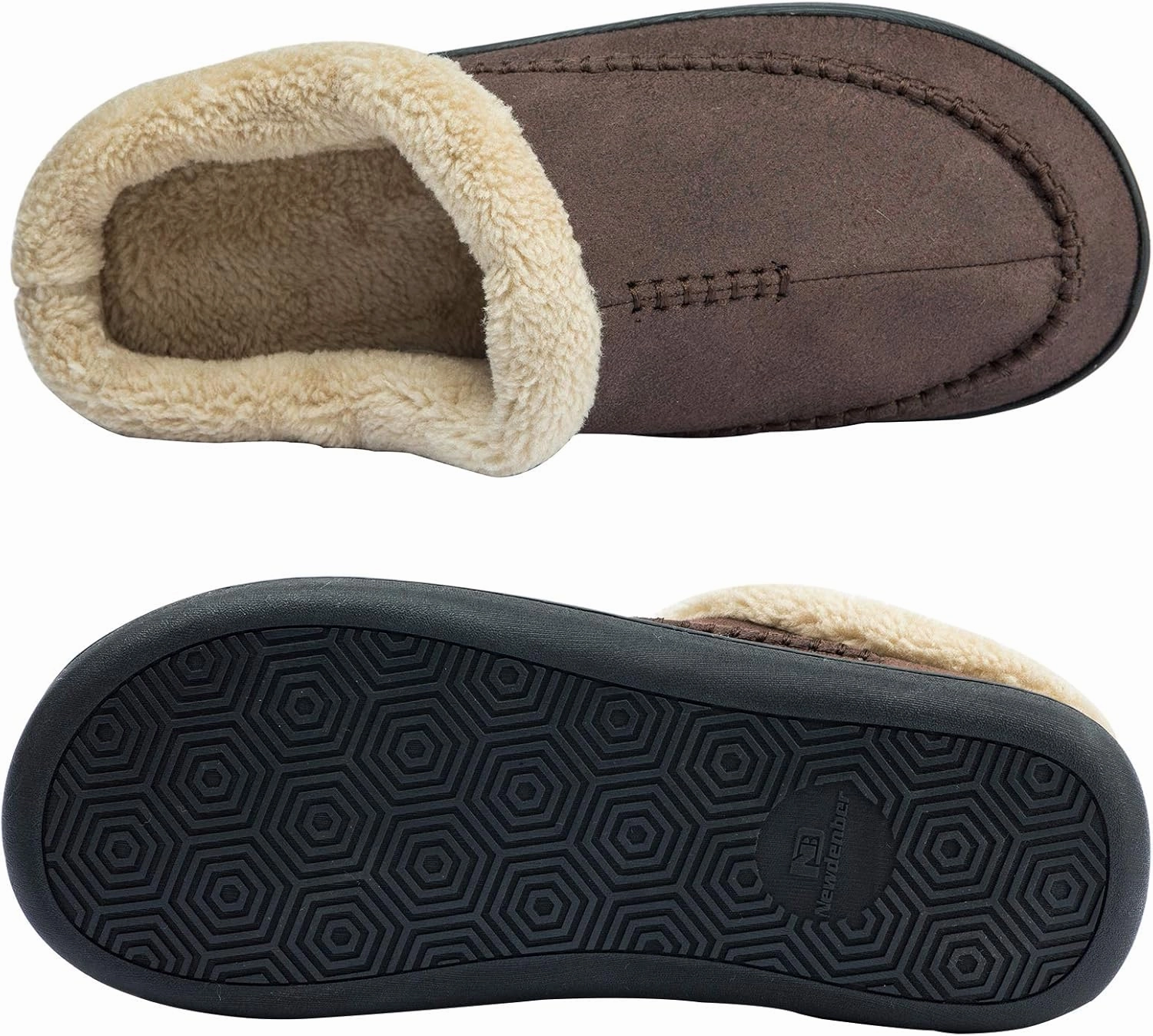 WOTTE Men's Moccasin Slippers Microsuede Fleece Fuzzy Lined Memory Foam House Shoes for Indoor Outdoor