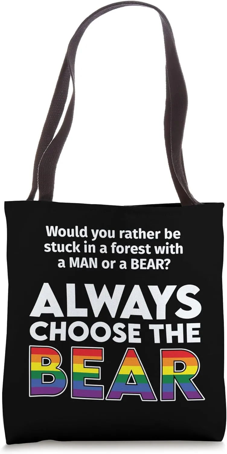 Would You Pick a Bear or Man? Dilemma LGBTQ Rainbow Tote Bag