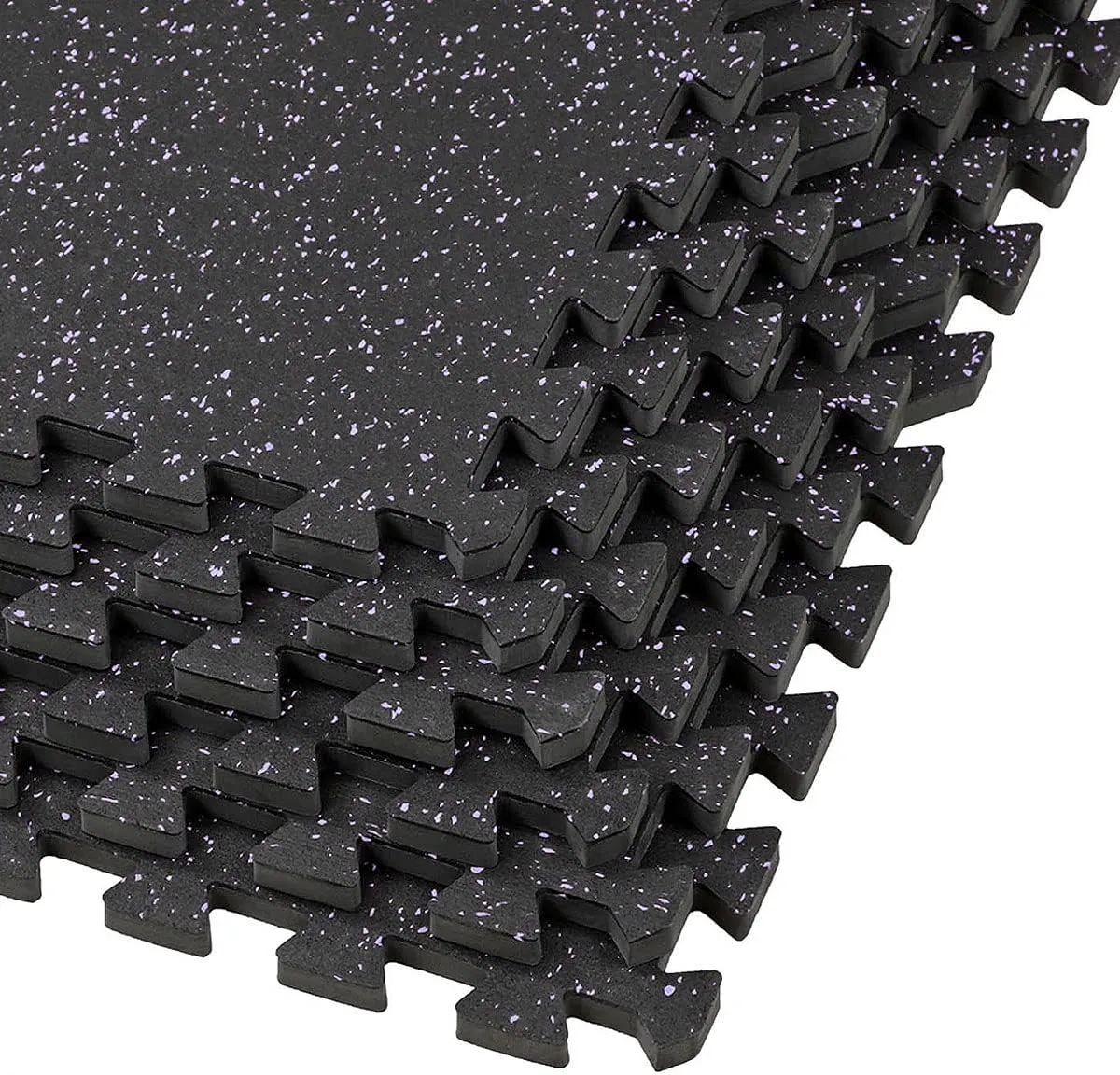 Xspec 1/2" Thick 48 sq ft (12 Tiles) Interlocking Rubber Top EVA Foam Exercise Mat | Home Gym Mats Workout Flooring Tiles for Gyms, Fitness Rooms | Durable Grip Protective Flooring, Black/Purple