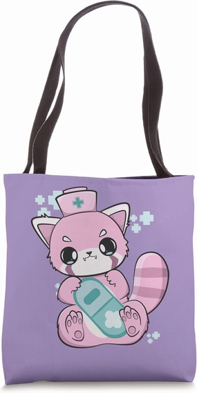 Yami Kawaii Red Panda Nurse Fairy Kei Harajuku Nugoth Tote Bag