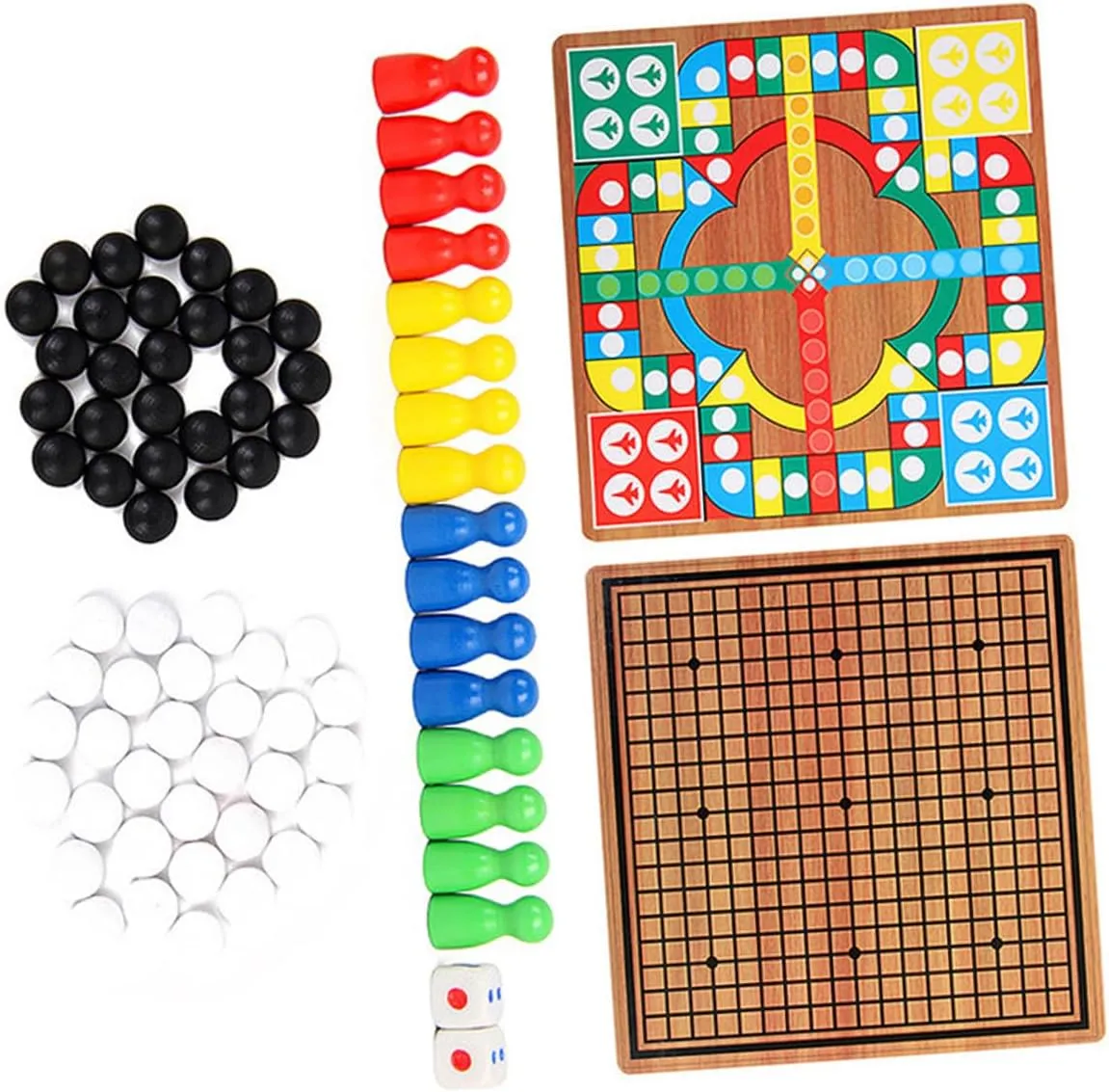 Yardwe 1 Set Multi Function Wooden Game Chess Flying Chess Five Row Educational Plaything for Safe Board Game with Tokens