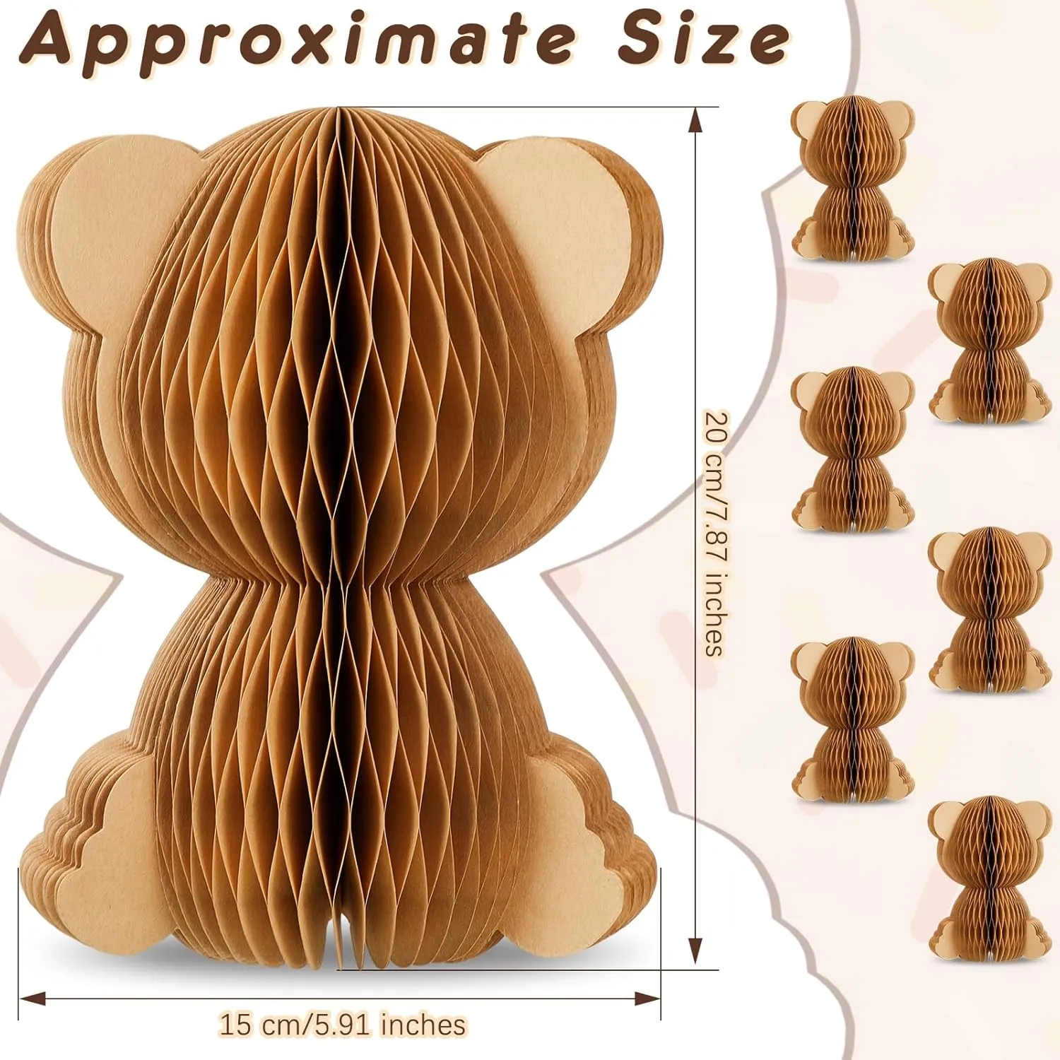 Yeaqee 6 Pcs 3D Bear Honeycomb Centerpieces Paper Bear Baby Shower Decorations Table Centerpieces Decorations with Magnetic Closure for Birthday Party favors