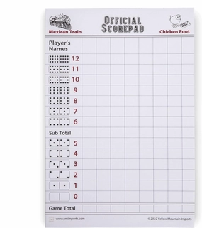 Yellow Mountain Imports 3-Pack Mexican Train and Chicken Foot Dominoes Scorepad - 180 Sheets