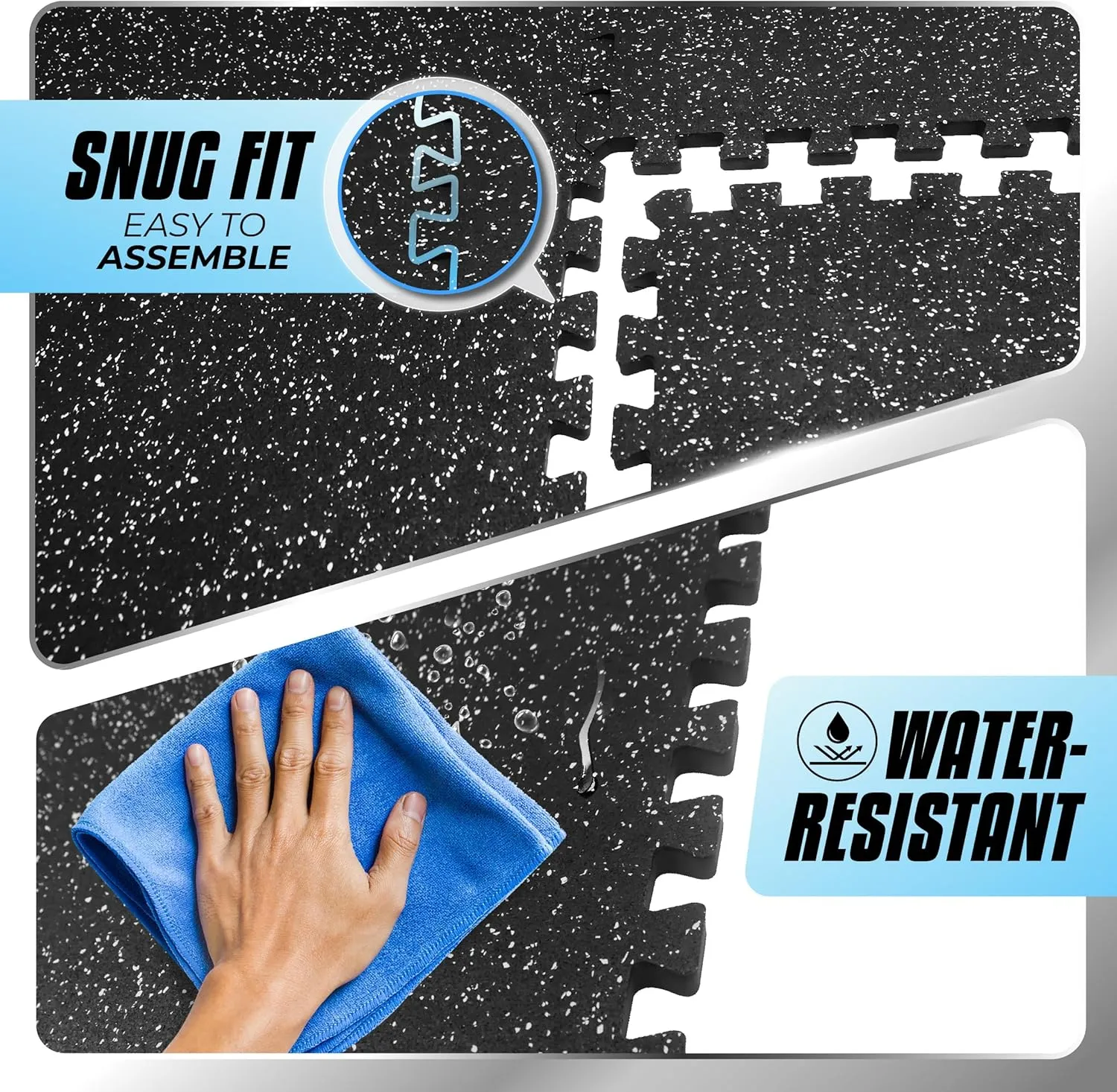 Yes4All Rubber Gym Flooring for Home Gym, 0.56" Thick Gym Flooring Tiles, EVA Foam Mats with Rubber Top, Protective Flooring Mat