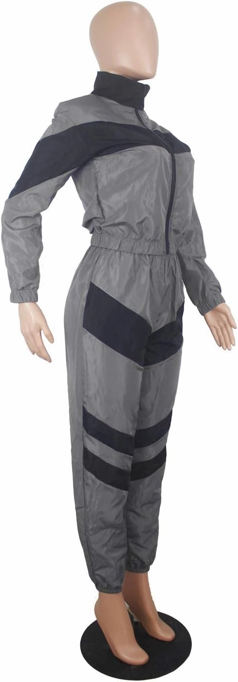 Yeshire Women's Sexy Strapless Color Block Loose Fit Casual Jumpsuits Windbreaker Rompers Long Pants with Pockets