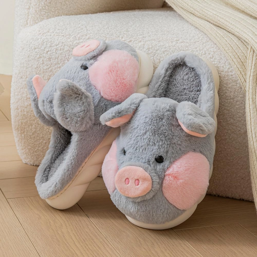 YILANLAN Adult Cotton Slippers PIg Slippers Home Slippers Plush Slippers Animal Slippers