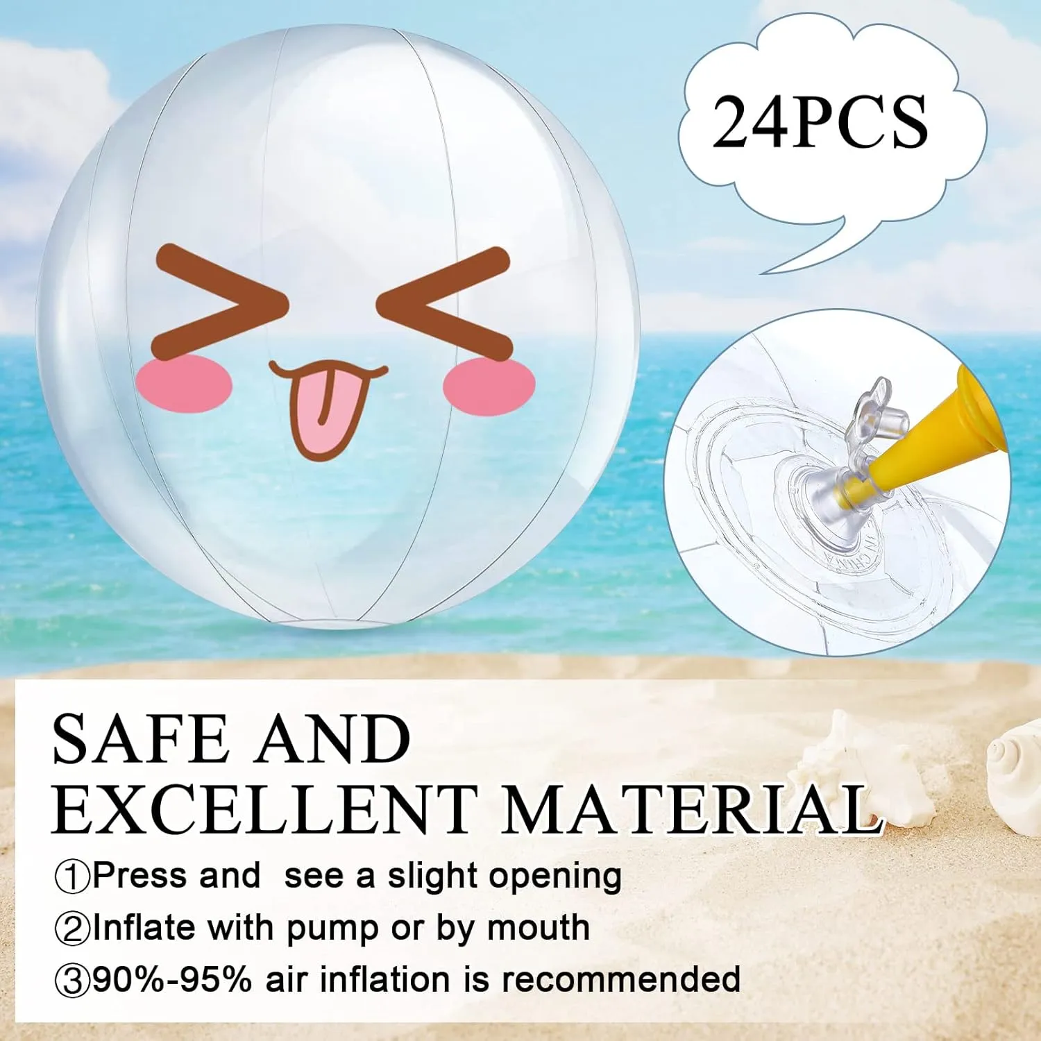 Yinder 24 Pieces Inflatable Beach Ball 6 Inches Pool Floating Ball Under the Sea Party Decorations Bubble Ocean Summer Pool Toys Party Supplies(Clear)