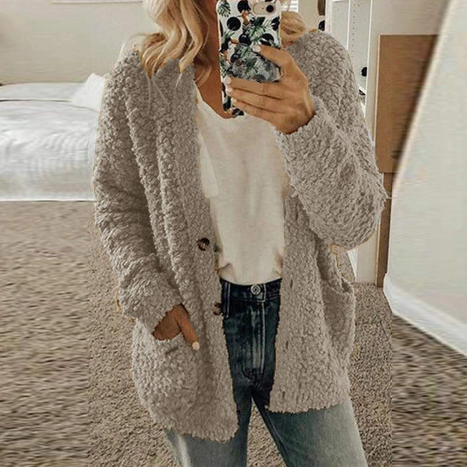 YOMXL Women's Christmas Cardigan Sweaters 2023 Open Front V-Neck Long Sleeve Button Jackets Warm Ugly Christmas Kintwear