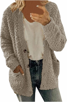 YOMXL Women's Christmas Cardigan Sweaters 2023 Open Front V-Neck Long Sleeve Button Jackets Warm Ugly Christmas Kintwear