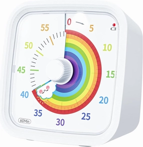 Yunbaoit Visual Timer with Protective Case, Rainbow Disk 60 Minute Countdown Timer for Kids and Adults, Silent Time Management Tool(White)