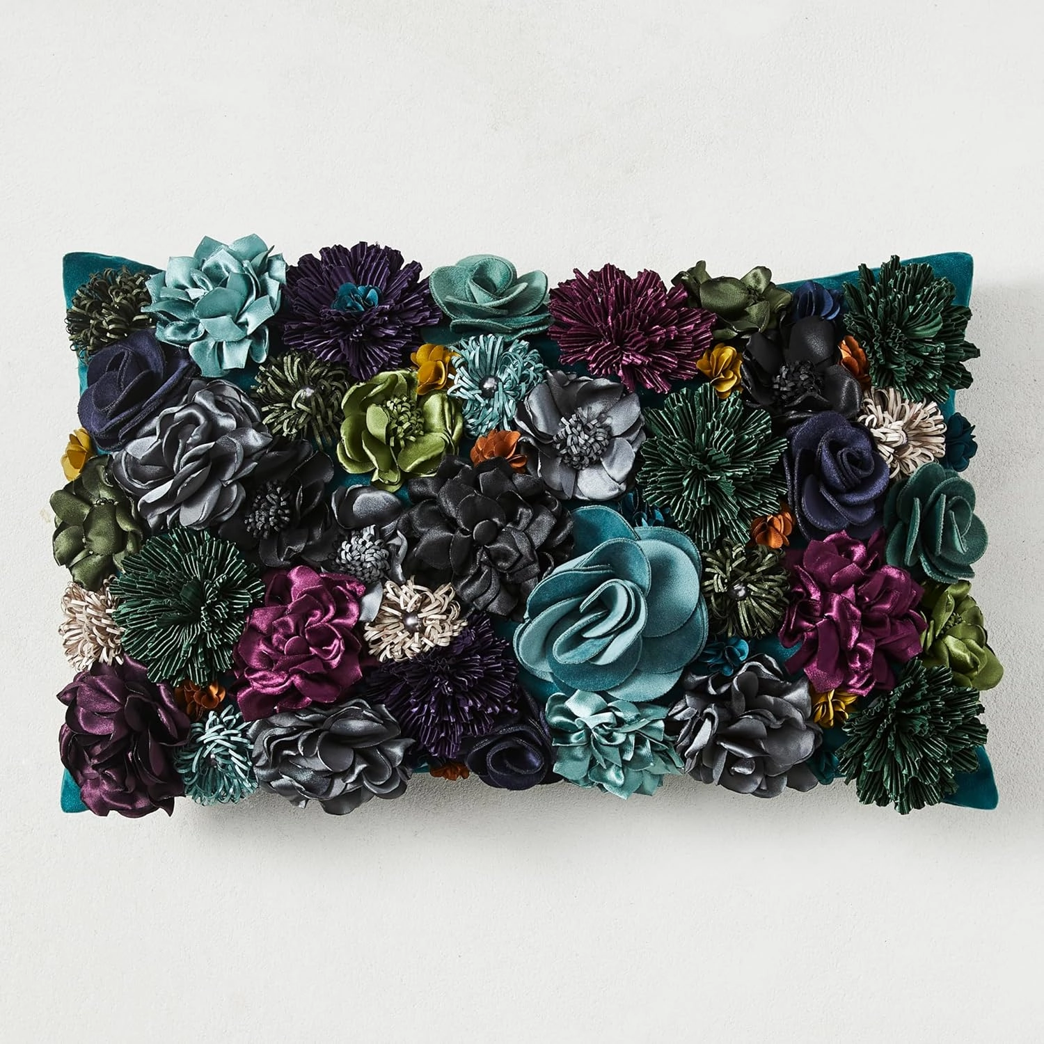 Z Gallerie Soft Throw Pillow, Floral Posy Decorative Cushion for Sofa Bedroom Living car, 12" x 20", Cerulean