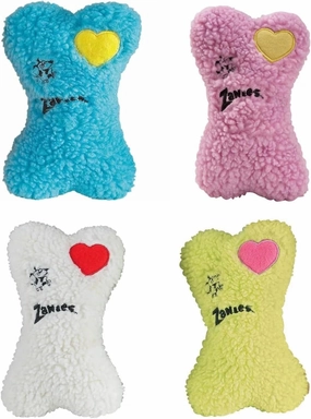 Zanies Embroidered Berber Bones Quality Made Soft Bone Squeaker Toys for Dogs Dog Toy(Full Set - All 4 Toys)