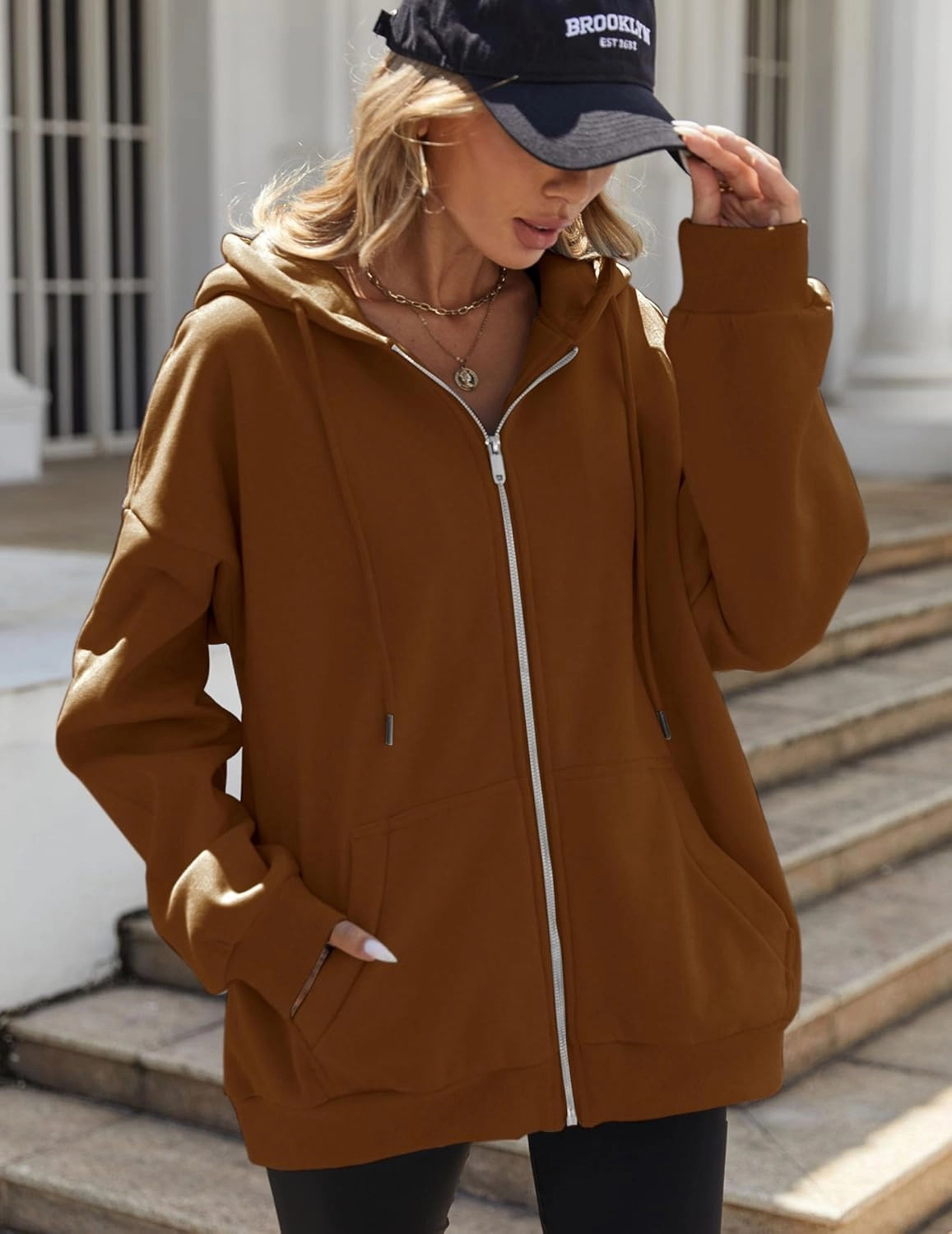 Zeagoo Women's Oversized Zip Up Hoodies Fleece Jacket Casual 2025 Fall Winter Sweatshirts Y2K Hoodies