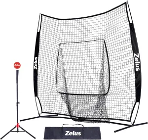 ZELUS 7x7ft Baseball Net, Baseball Softball Practice Net with Tee, Baseballs and Carry Bag for Batting Hitting and Pitching