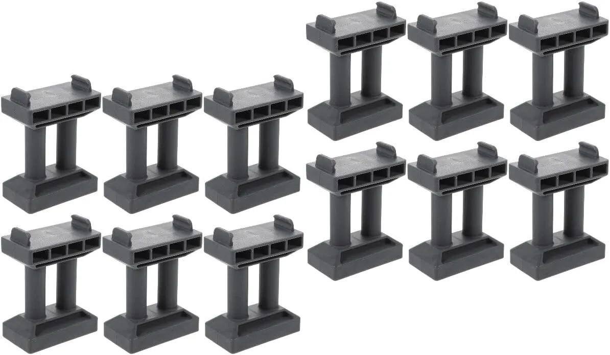Zerodeko Pretend Train Bridge Pier 12 PCS Wooden Train Track Accessories Train Bridge Pier Track Railway Accessories Multi Level Support Risers High Level Blocks for Wooden Toy Train, Grey