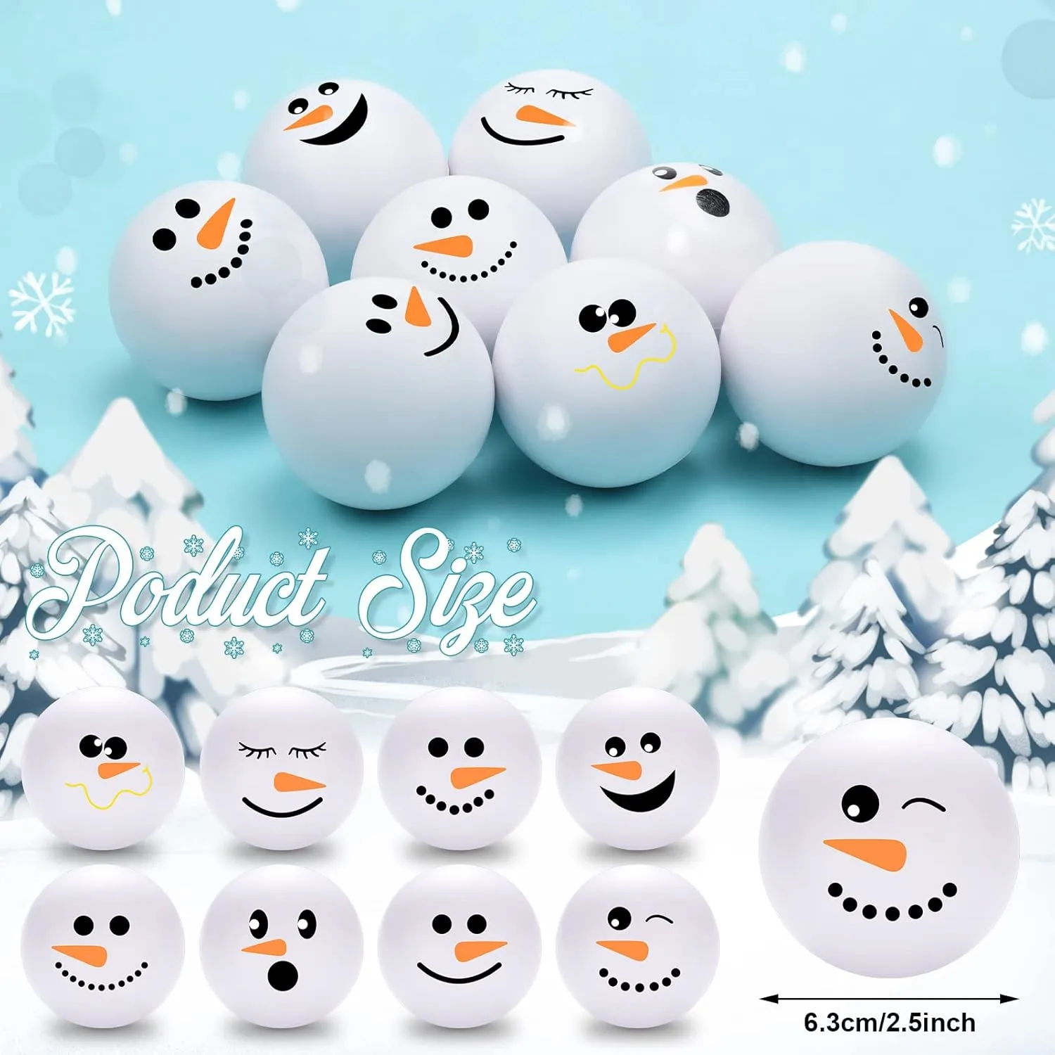 Zhanmai 32 Pcs Christmas Stress Balls Snowmen Stress Toy Bulk Snowball Face Small Foam Toy Crafts for Winter Christmas Game Decorations Stocking Stuffers Goodie Bag Fillers Classroom Gift (2.5 Inch)