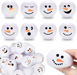 Zhanmai 32 Pcs Christmas Stress Balls Snowmen Stress Toy Bulk Snowball Face Small Foam Toy Crafts for Winter Christmas Game Decorations Stocking Stuffers Goodie Bag Fillers Classroom Gift (2.5 Inch)