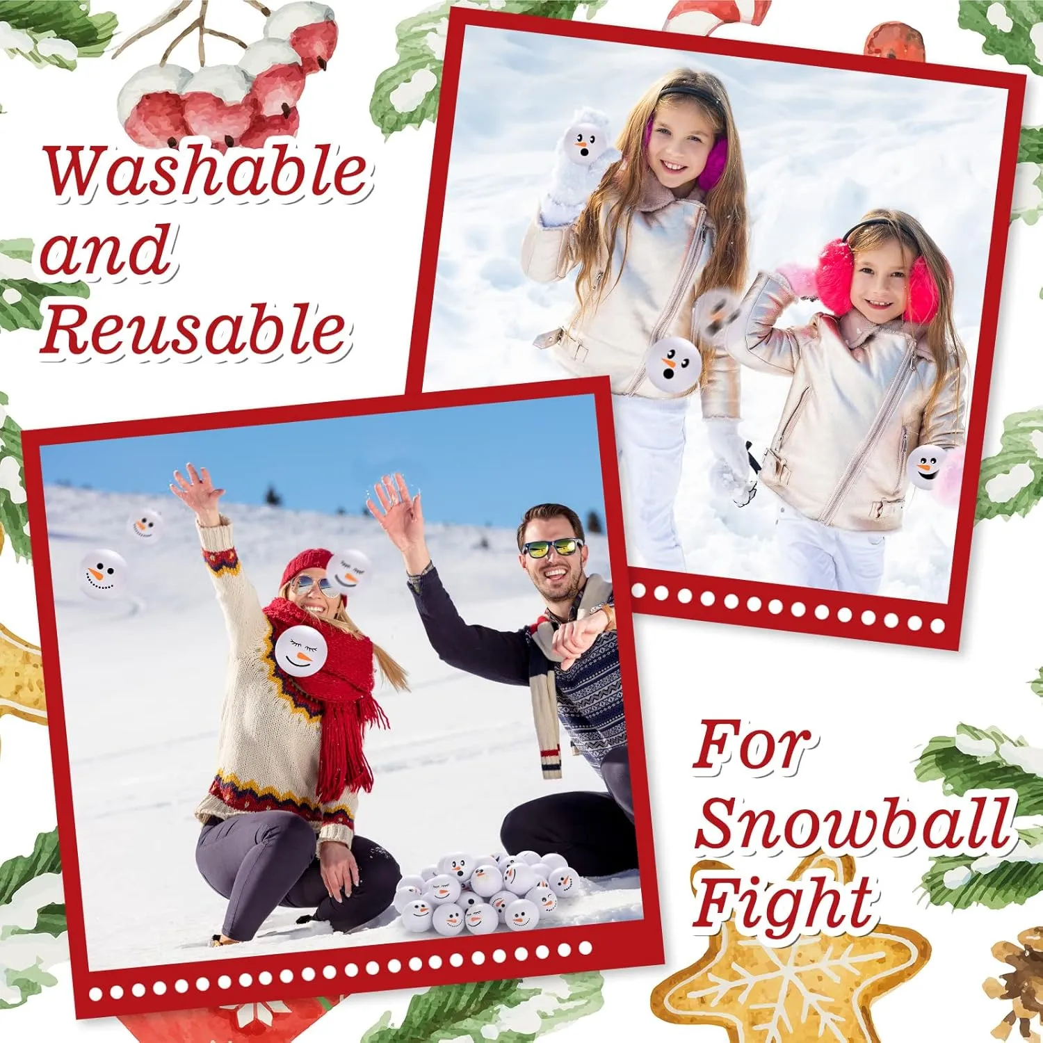 Zhanmai 32 Pcs Christmas Stress Balls Snowmen Stress Toy Bulk Snowball Face Small Foam Toy Crafts for Winter Christmas Game Decorations Stocking Stuffers Goodie Bag Fillers Classroom Gift (2.5 Inch)