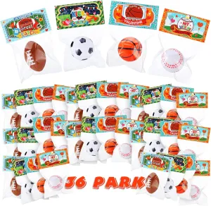 Zhanmai Valentines Day Sports Stress Ball with Gift Cards Mini Foam Baseball Football Basketball Soccer for Classroom Exchange Prizes, Stress Relief, Anxiety Relief, Party Favor Toys (48 Pcs)