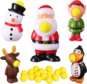 Zubebe 5 Pieces Christmas Shooter Ball Foam with Shoot Foam Balls Foam Balls Up to 20 Feet for Outdoor Indoor Christmas Party Supplies (Cute Style)
