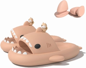 Zureto Shark Slides with 3D Funny Fins, Unisex Cloudy Shark Slippers, Eva Open Toe Shower Pool Beach Shoes
