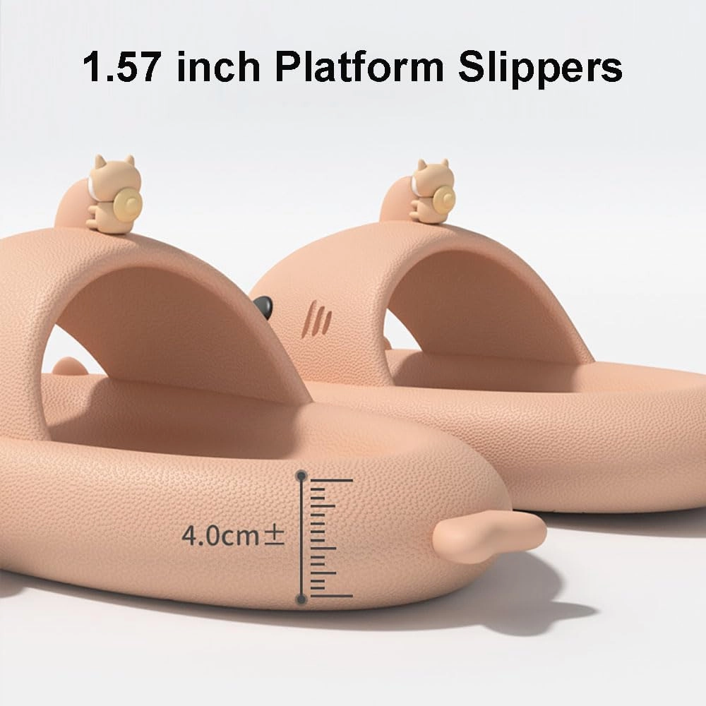 Zureto Shark Slides with 3D Funny Fins, Unisex Cloudy Shark Slippers, Eva Open Toe Shower Pool Beach Shoes
