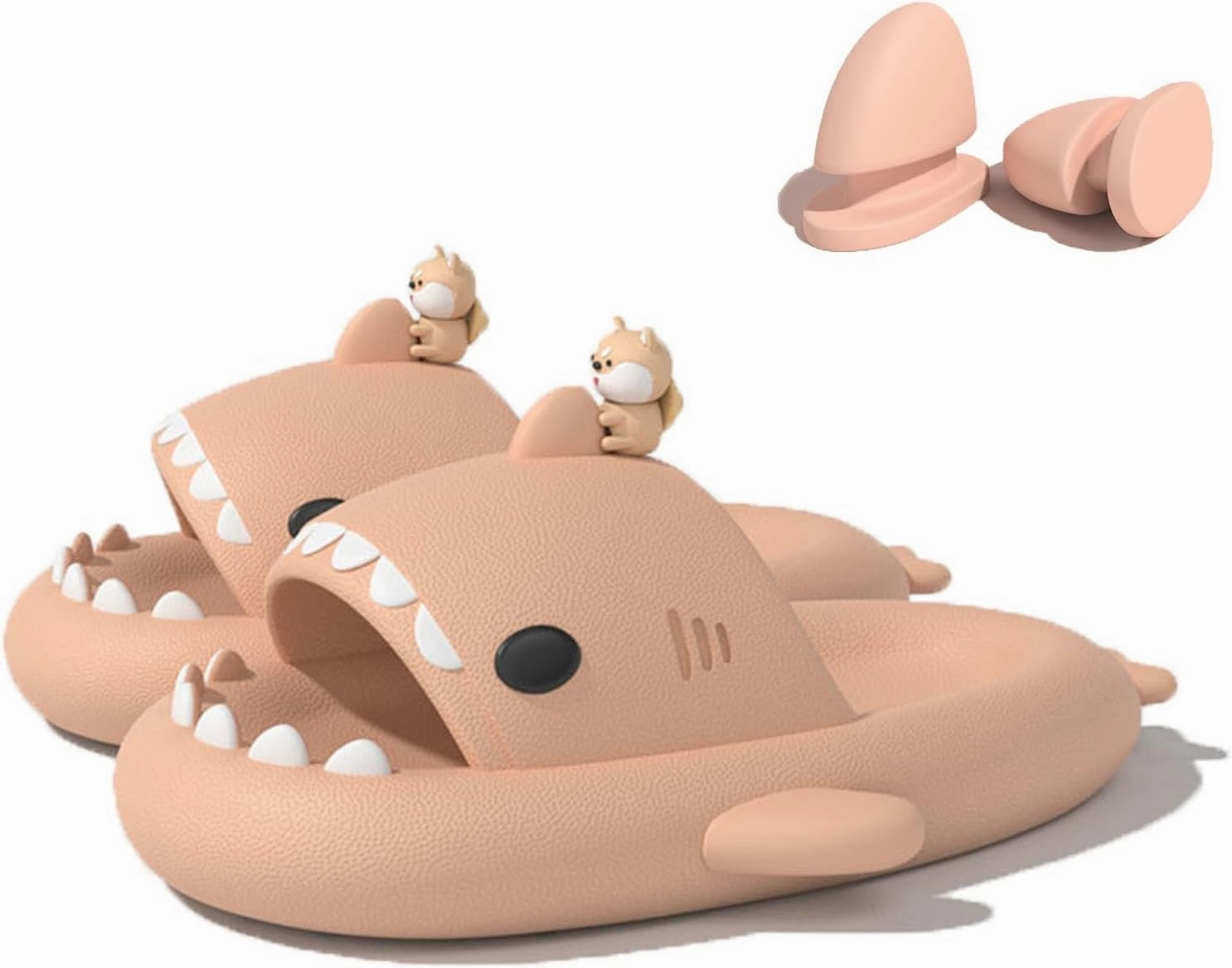 Zureto Shark Slides with 3D Funny Fins, Unisex Cloudy Shark Slippers, Eva Open Toe Shower Pool Beach Shoes